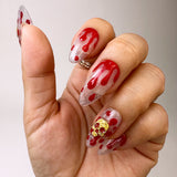 Handmade- Skull and Blood Splatter Showdown Halloween Press On Nail Set