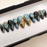 Handmade- Turquoise Eclipse Press On Nail Set