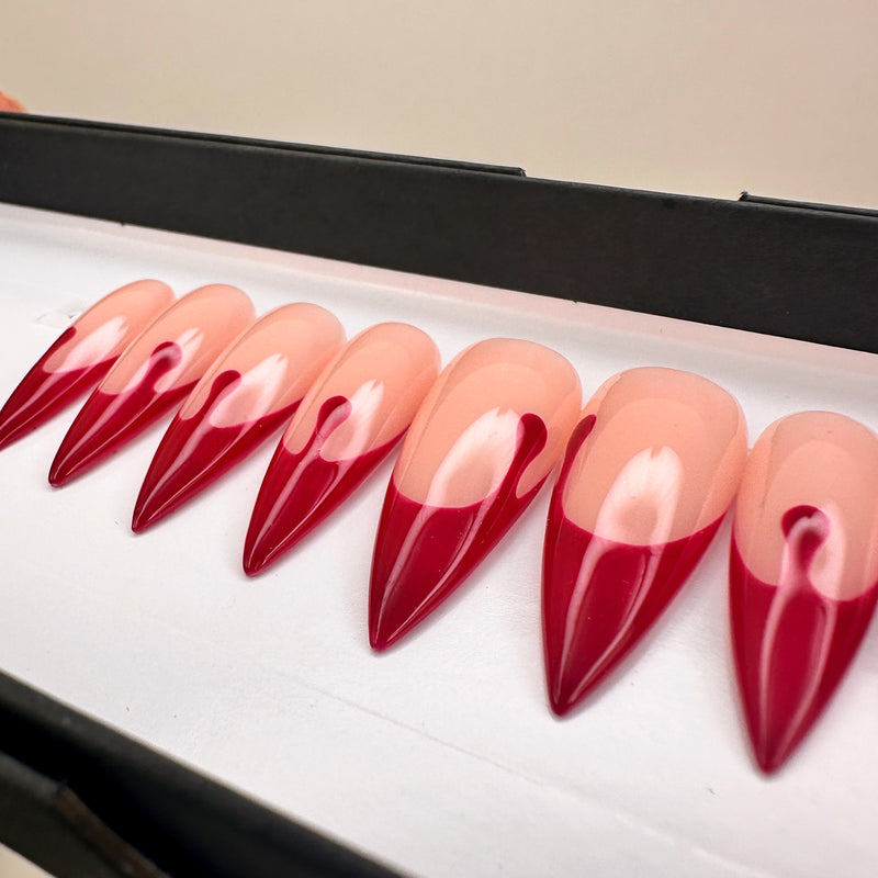 Handmade- Blood Drip French Halloween Press On Nail Set