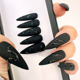 Handmade- Venom Black Swirl Halloween Press On Nail Set