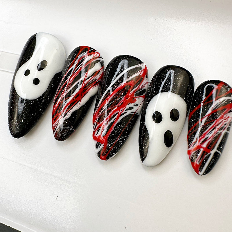 Handmade- Ghostly Haunt Halloween Press On Nails