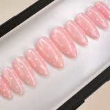 Handmade- Pink Poppy Dots, Pink Base with White Polka Dots Press On Nail Set
