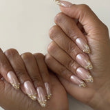 Handmade- Moonlit Champagne Pearl, Soft Glam Romance Press On Nail set