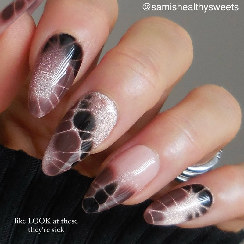 Handmade- Kahlua and Cream, Brown Black Tie Dye Look Press On Nails