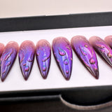 Handmade- Moonlit Drops Two Tone Cat Eye Press On Nail Set