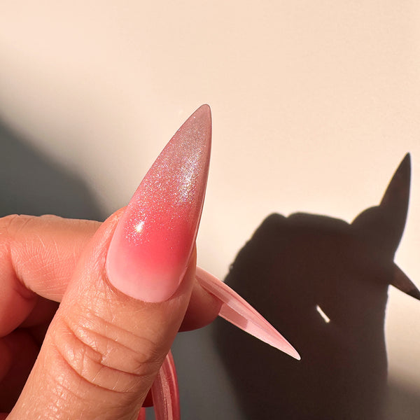 Handmade- Kawaii Blush Cateye Press On Nails