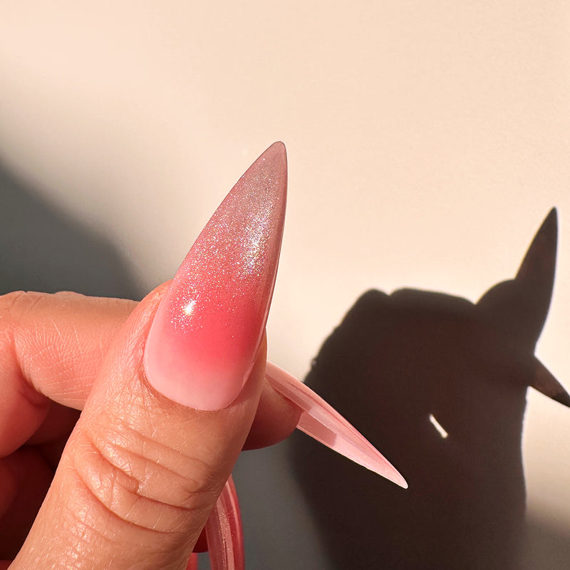 Handmade- Kawaii Blush Cateye Press On Nails