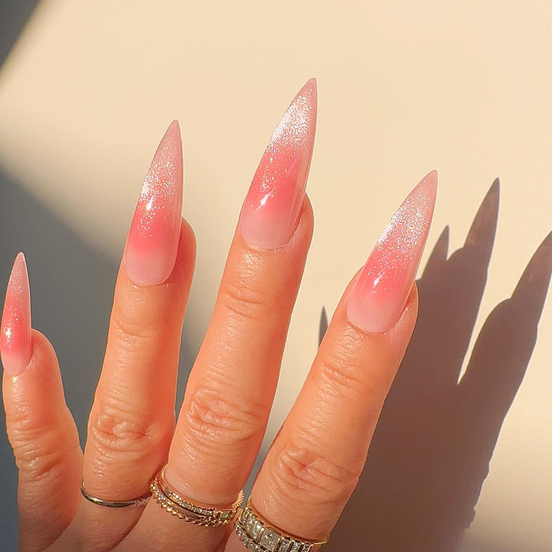 Handmade- Kawaii Blush Cateye Press On Nails