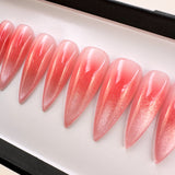 Handmade- Kawaii Blush Cateye Press On Nails