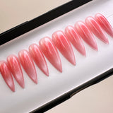 Handmade- Kawaii Blush Cateye Press On Nails