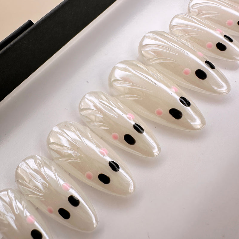 Handmade- Boo Casper Halloween Press On Nails