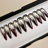 Handmade- Bloody Drip Chrome Halloween Press On Nails
