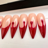 Handmade- Blood Drip French Halloween Press On Nail Set