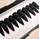 Handmade- Venom Black Swirl Halloween Press On Nail Set
