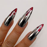 Handmade- Bloody Drip Chrome Halloween Press On Nails