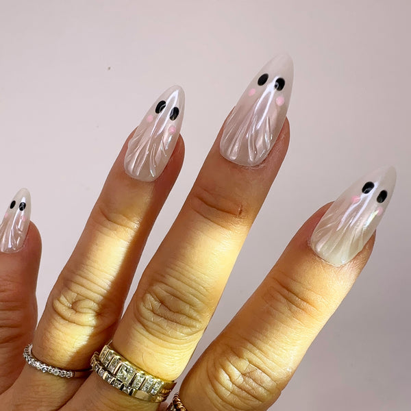 Handmade- Boo Casper Halloween Press On Nails