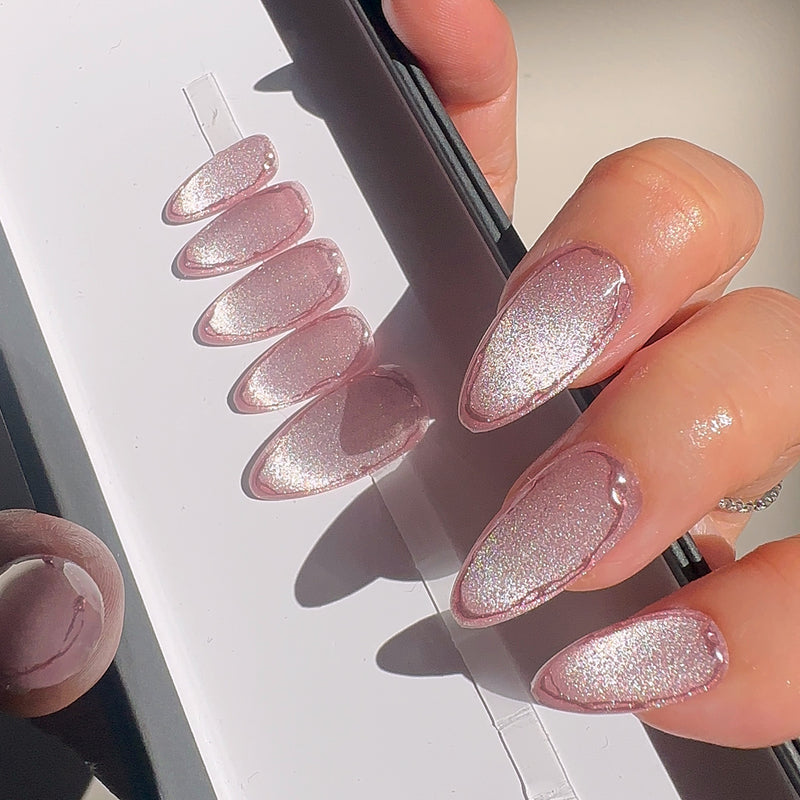 Handmade- Lindsey Goddess Cateye Press On Nails