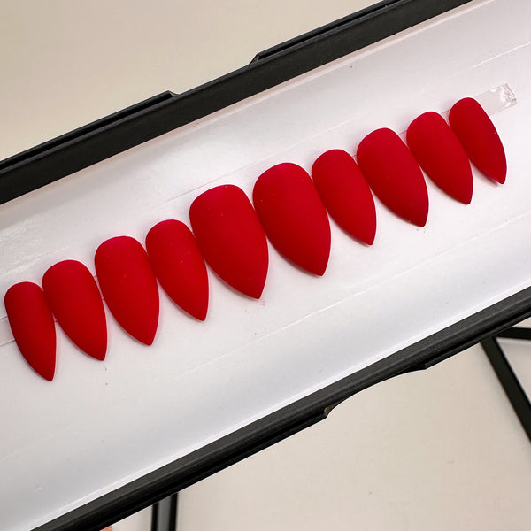 Ready To Ship Now- Solid Classic Red Matte, Stiletto, Size L