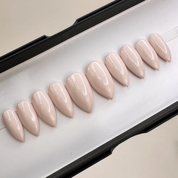 READY TO SHIP NOW- SOLID CREAM GLOSSY - STILETTO , SIZE M