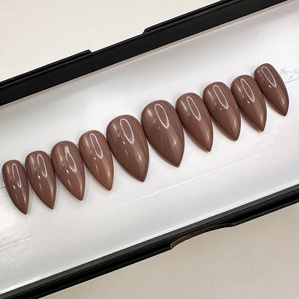 Ready To Ship Set Now- Solid Brown, Stiletto, Size M