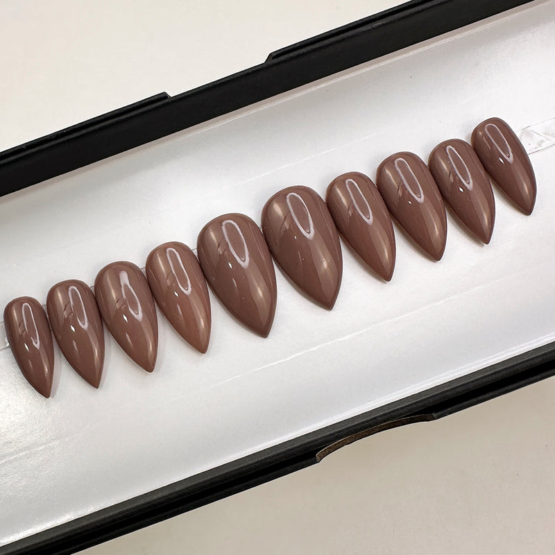 Ready To Ship Set Now- Solid Brown, Stiletto, Size M