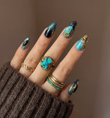 Handmade- Turquoise Eclipse Press On Nail Set