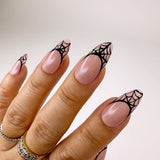 Handmade- French Spider Web Black Halloween Press On Nail Set