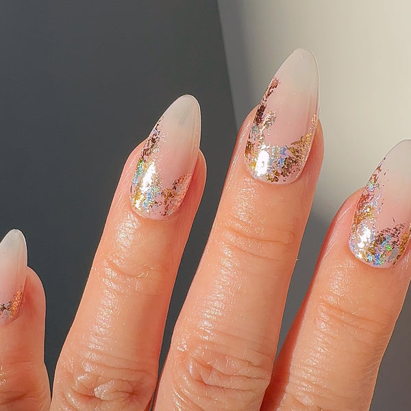 Handmade- Gold Foil Acrylic Soap Ombre Press On Nail Set