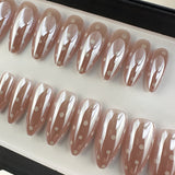 Instant Glam- Pink Cloud White Dots Glazed Almond Press On Press On Nail Set