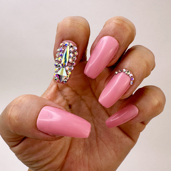 Instant Glam- Pink Bling Paradise- Medium Coffin Press On Press On Nail Set