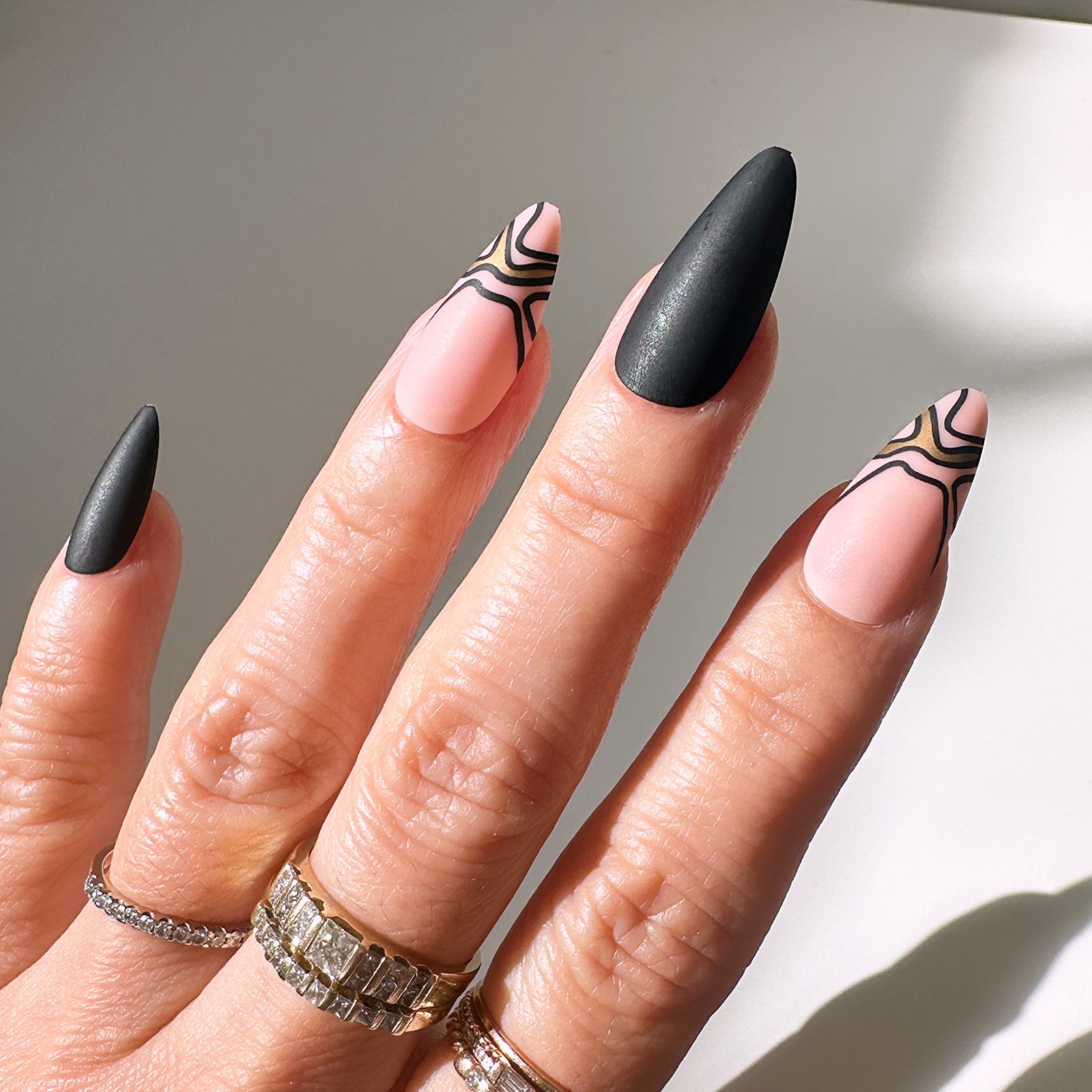 Nail Designs Jackie Aina Engagement Ring Black And White Stripped