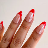 Handmade- Glazed Donut Classic Red French Chrome Press On Nail Set