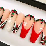 HANDMADE- Santa’s Secret, Holiday Press On Nail Set