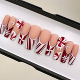 HANDMADE- Peppermint Twist, Holiday Press On Nail Set