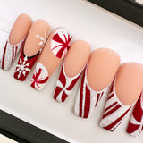 HANDMADE- Peppermint Twist, Holiday Press On Nail Set