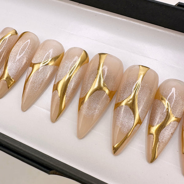 gold acrylic nails