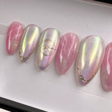 Handmade- Dewy Compass, Soft Glam Romance Press On Nail set