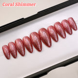 Ready To Ship Set Now- Platinum Sparkly Foil Gel, Almond, Size M