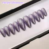 Ready To Ship Set Now- Platinum Sparkly Foil Gel, Almond, Size M