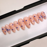 Handmade- LA Los Angeles Blue White Polka Dots Press On Nail Set