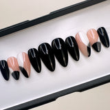 Handmade- Monochrome Minimalist Black Press On Nail Set