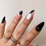 Handmade- Monochrome Minimalist Black Press On Nail Set