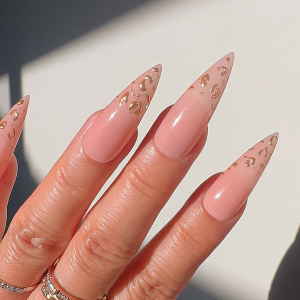 Handmade- Golden Cheetah Press On Nail Set