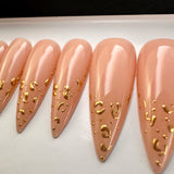 Handmade- Golden Cheetah Press On Nail Set