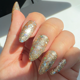 Handmade- Platinum Sparkly Glitter Press On Nail Set- Pick One Color!