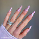 Instant Glam- Icy Pink Swirl C-Curve Long Coffin Press On Nail Set