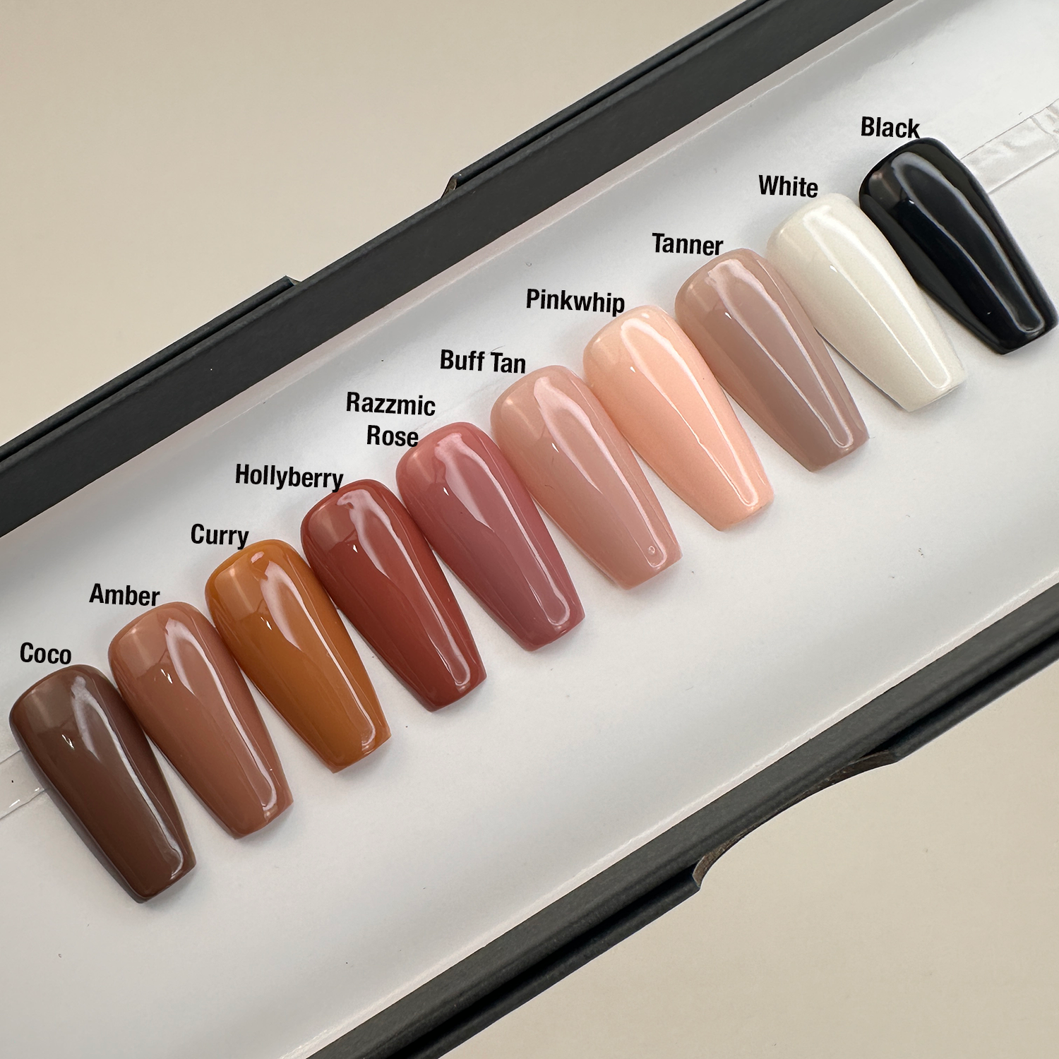 Dazzle- Solid Earthy Tone Glossy, Medium Coffin- Pick a color and size