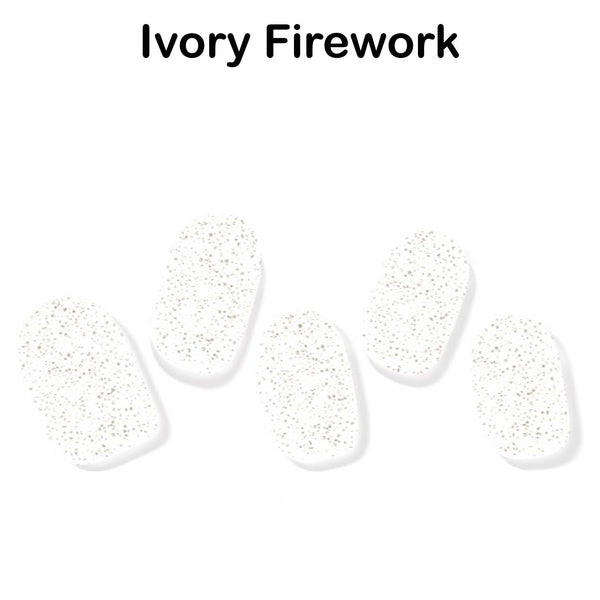 Instant Gel Manicure- Ivory Firework, Semi-Cured Gel Nail Wrap