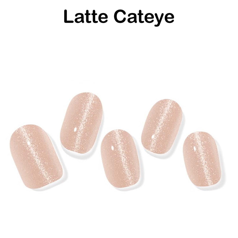 Instant Gel Manicure- Latte Cateye, Semi-Cured Gel Nail Wrap