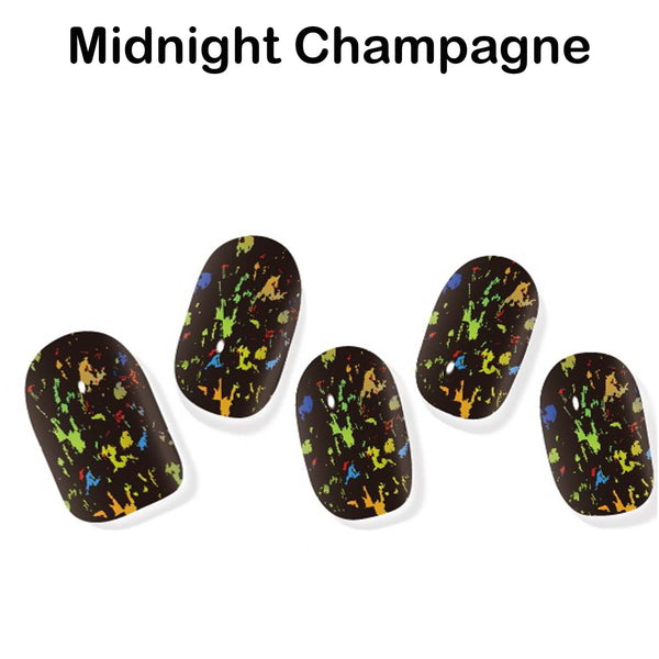 Instant Gel Manicure- Midnight Champagne, Semi-Cured Gel Nail Wrap